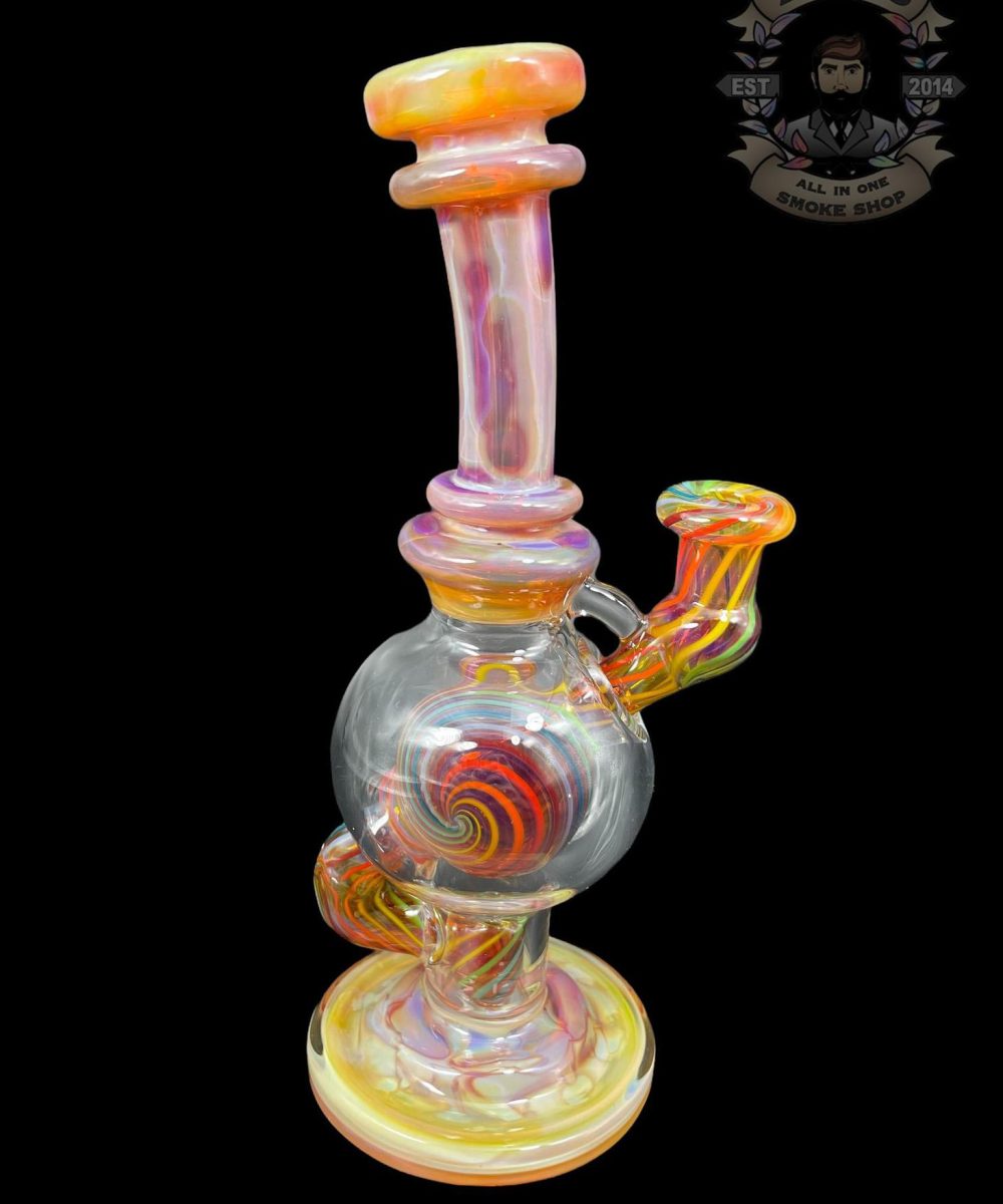 CRAMBORO GLASS: 6" LOKI'S LIPSTICK SPIRAL BALL RIG
