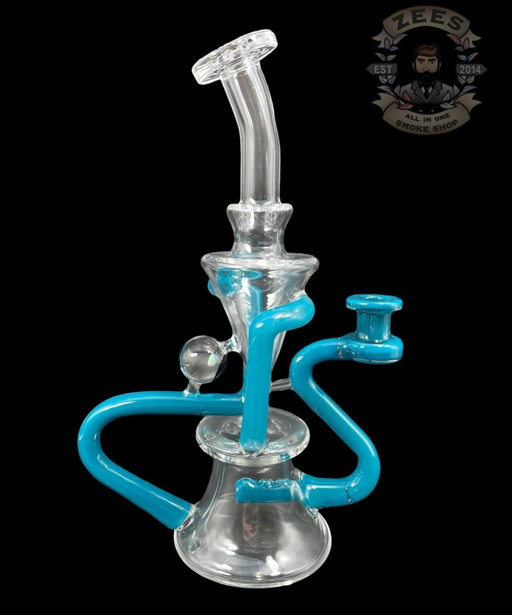 EX NIHILO GLASS: PEACOCK DUAL UPTAKE FLOATER RECYCLER