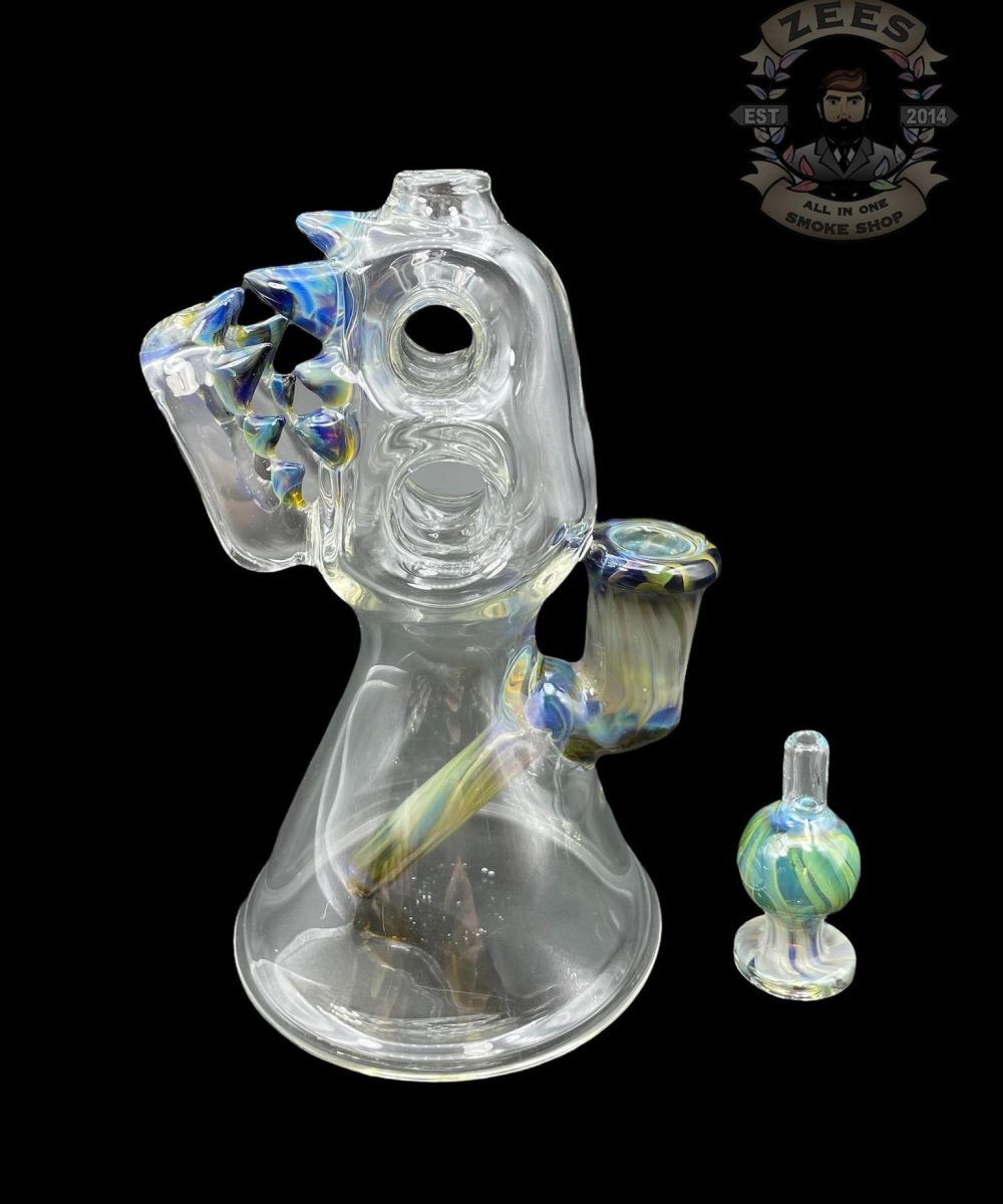 ENUFF GLASS: HAND MIXED BLUE COLOR ACCENTED JAMMER RIG
