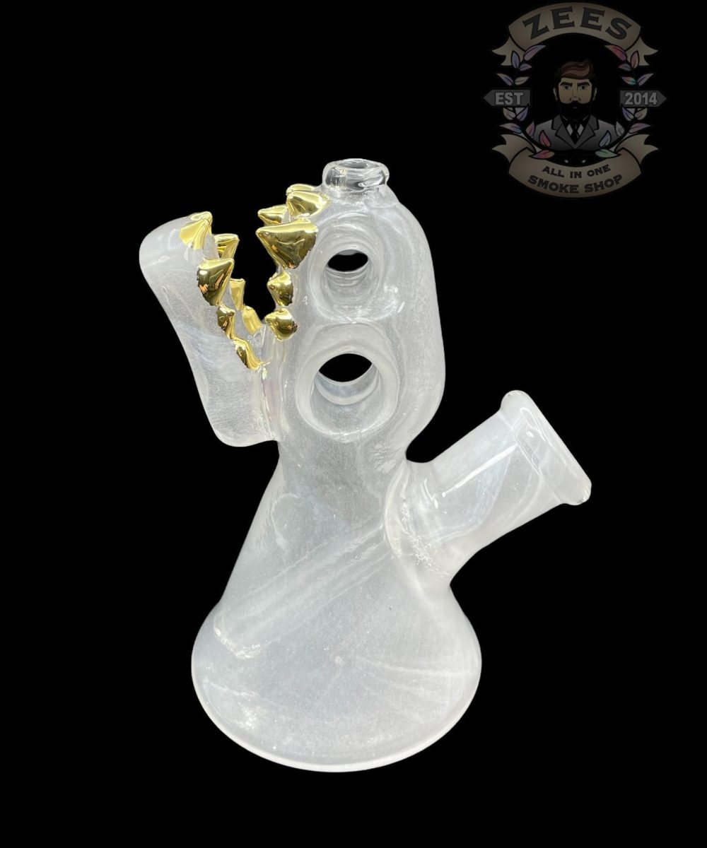 ENUFF GLASS: FROSTY WHITE WITH GOLD TEETH FULL COLOR JAMMER RIG