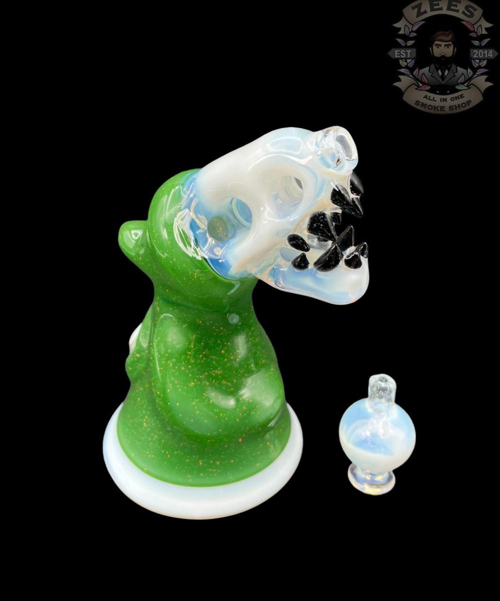 ENUFF GLASS: GREEN AND GHOST CRUSHED OPAL HOODED JAMMER RIG