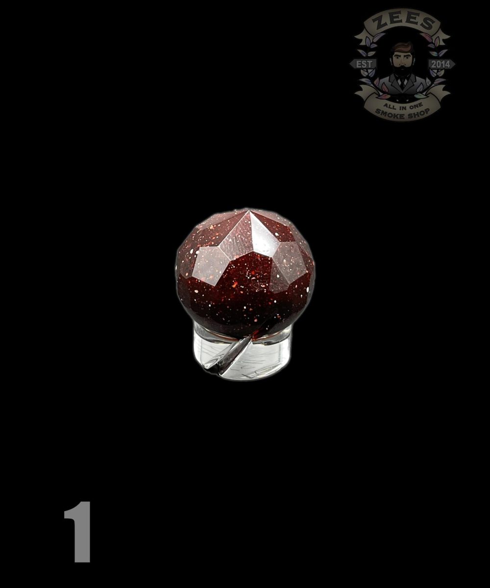 Alternative view of ONETRICKPONY: FACETED RED SPACE STONE 25MM MARBLE SPINNER CAP