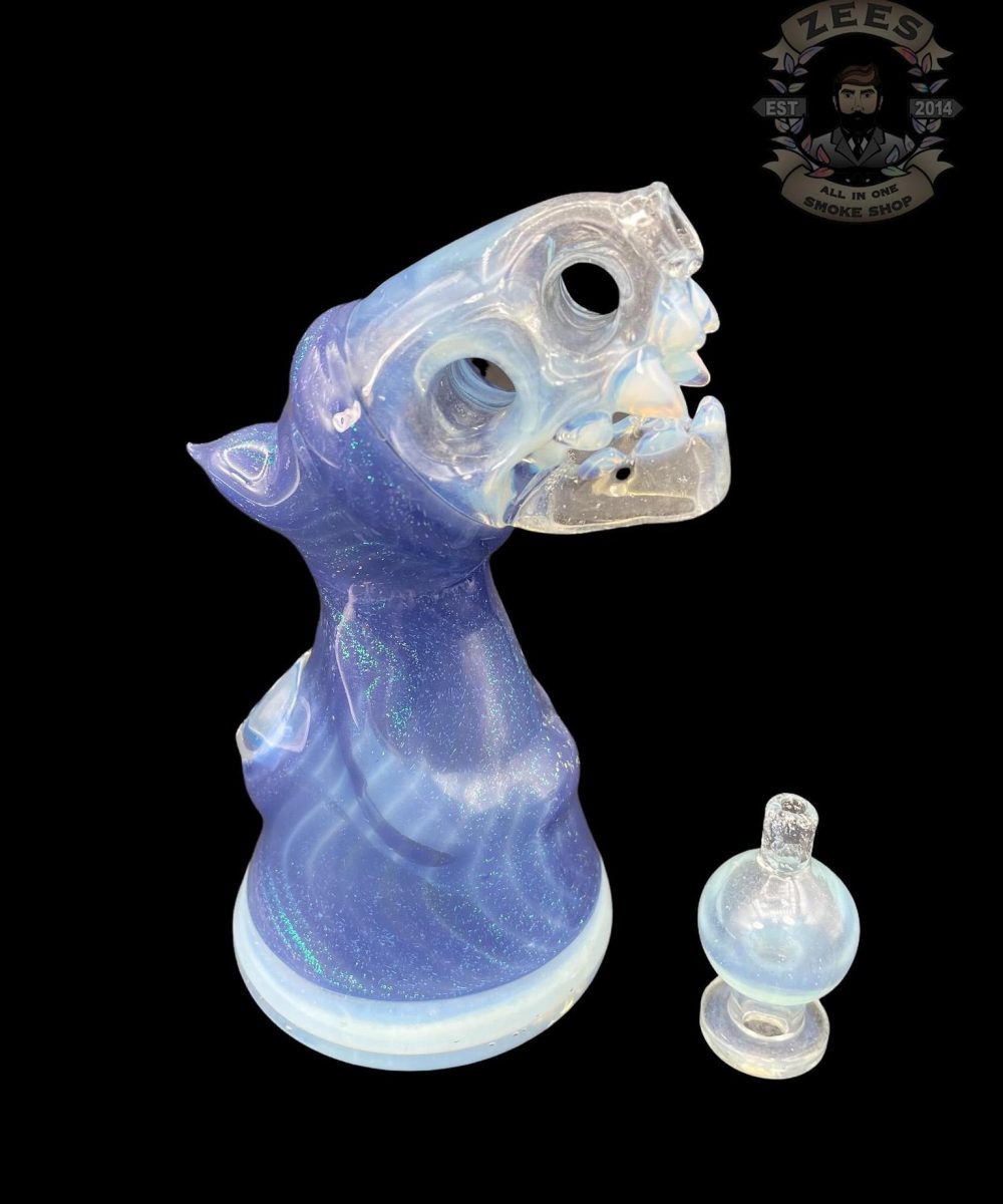 ENUFF GLASS: TEAL CRUSHED OPAL HOODED JAMMER RIG