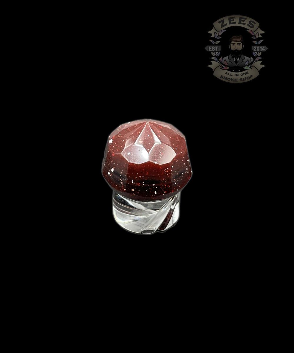 ONETRICKPONY: FACETED RED SPACE STONE 25MM MARBLE SPINNER CAP