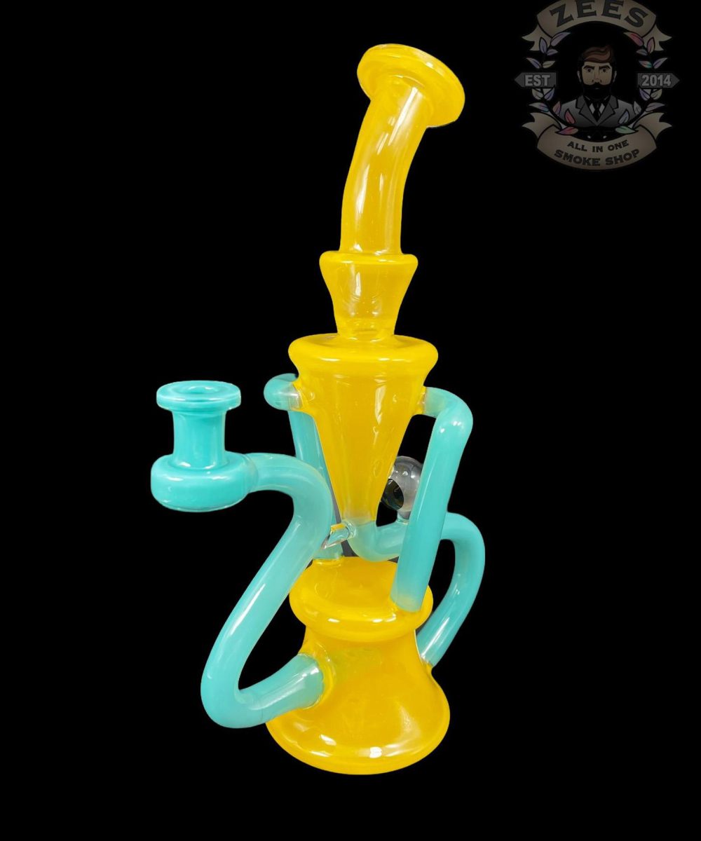 Alternative view of EX NIHILO GLASS: SOLARIS x OPAQUE AQUA DUAL UPTAKE FLOATER RECYCLER
