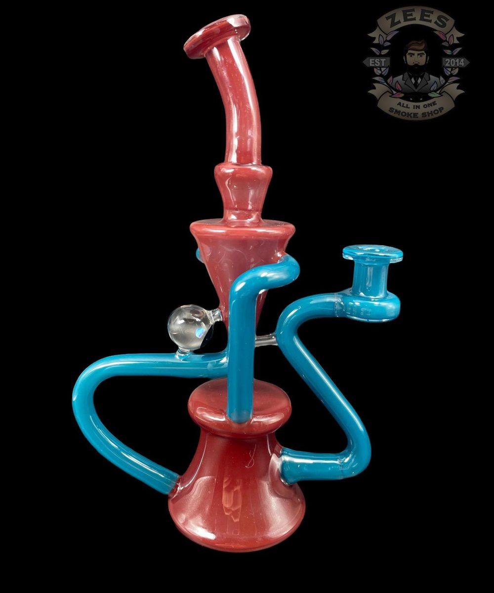 EX NIHILO GLASS: SANGRIA x BLUE SPRUCE DUAL UPTAKE FLOATER RECYCLER