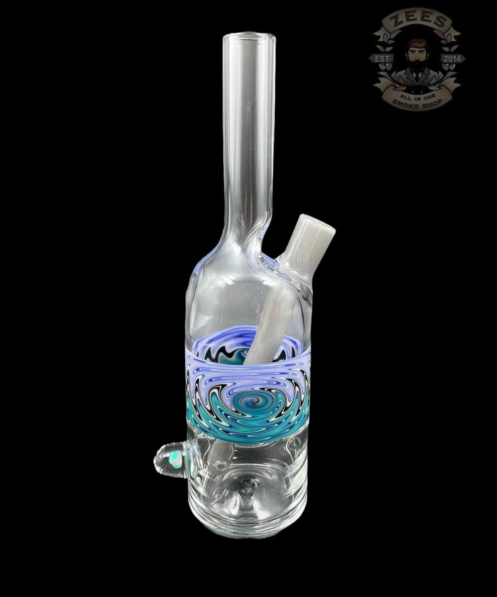 THE GLASS MECHANIC: LINE WORK ENCASED OPAL SAKE BOTTLE #6