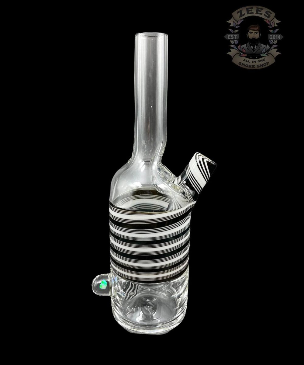 THE GLASS MECHANIC: LINE WORK ENCASED OPAL SAKE BOTTLE #7