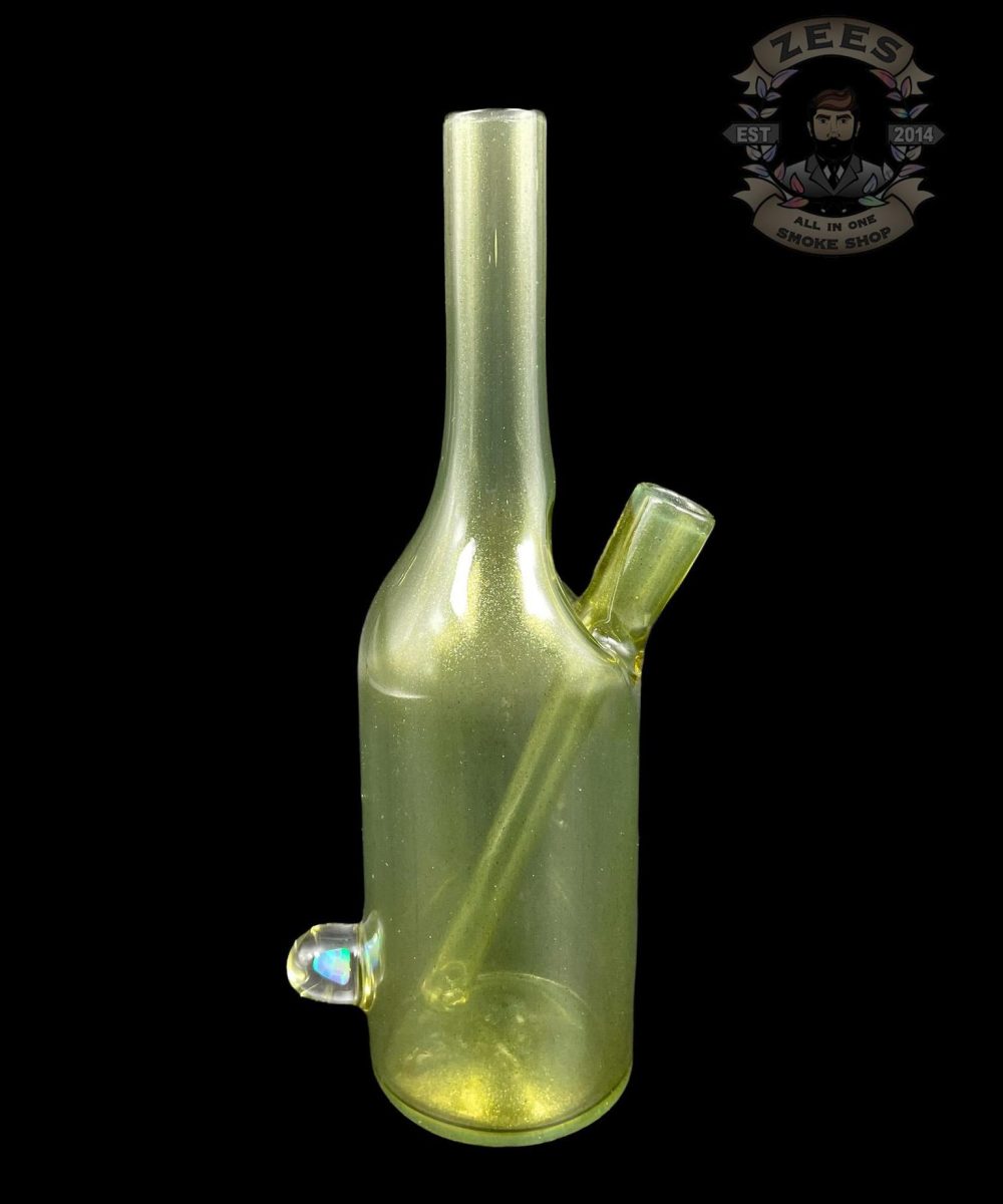 THE GLASS MECHANIC: NS YELLOW OVER JACKPOT ENCASED OPAL SAKE BOTTLE