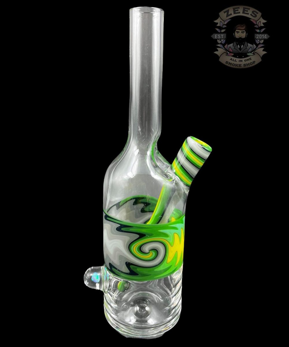 THE GLASS MECHANIC: LINE WORK ENCASED OPAL SAKE BOTTLE #1