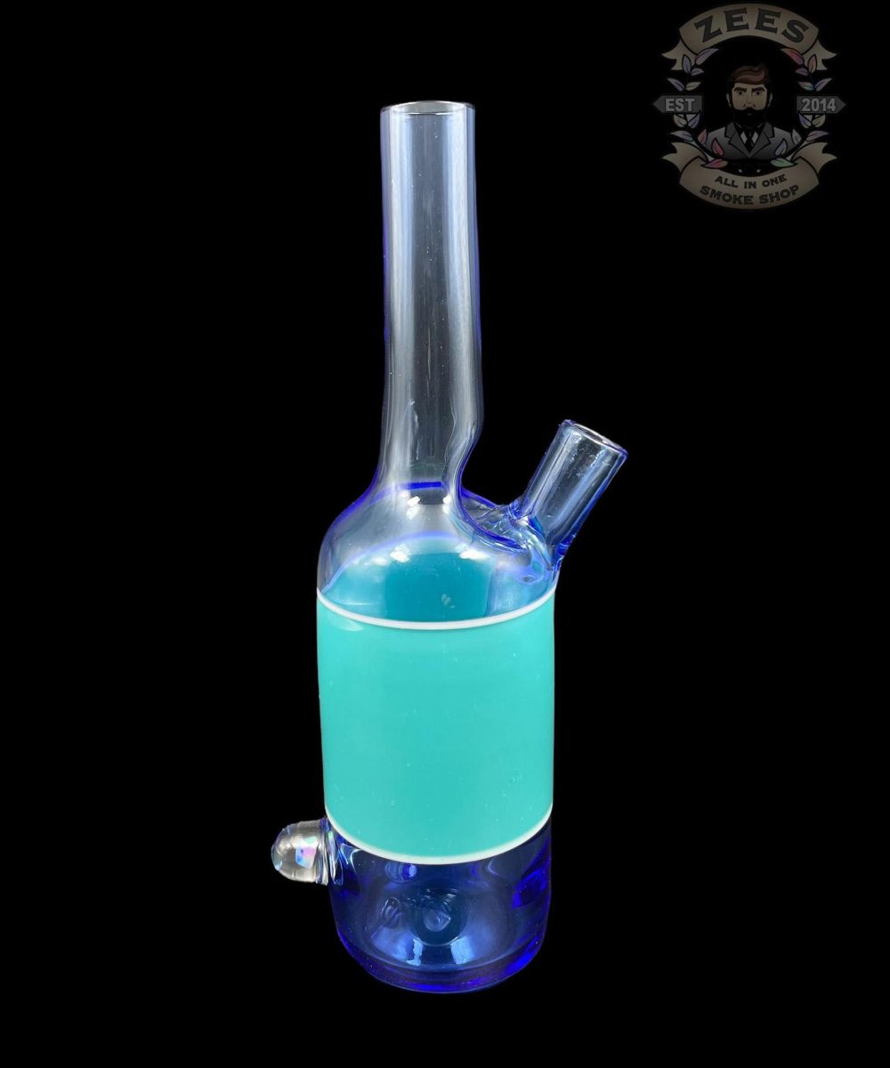 THE GLASS MECHANIC: BLUE DREAM AND AQUA ENCASED OPAL SAKE BOTTLE