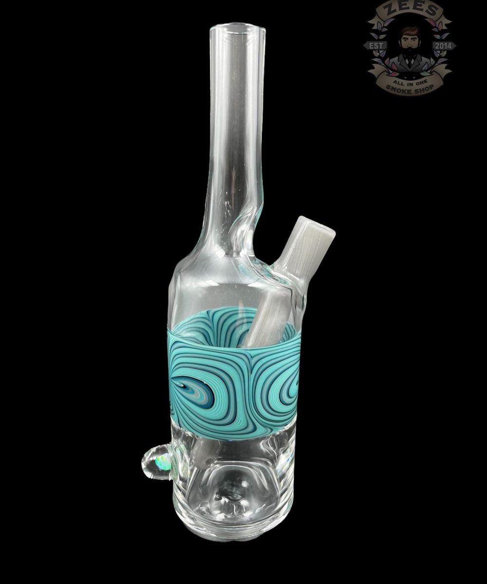 THE GLASS MECHANIC: LINE WORK ENCASED OPAL SAKE BOTTLE #10