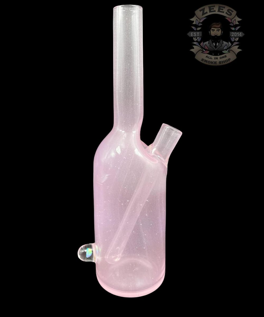 THE GLASS MECHANIC: PINK SATIN ENCASED OPAL SAKE BOTTLE