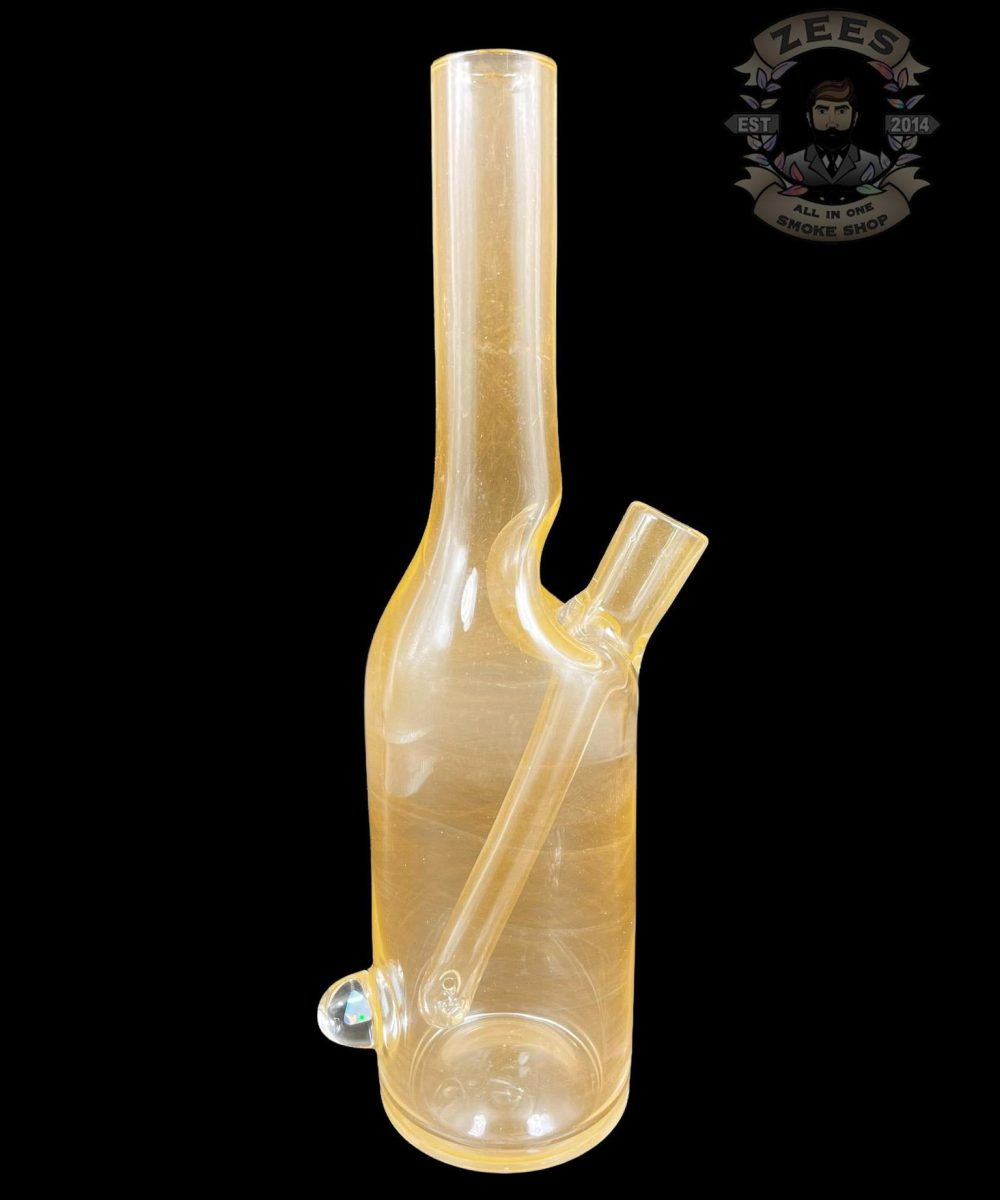 THE GLASS MECHANIC: PEACH ENCASED OPAL SAKE BOTTLE