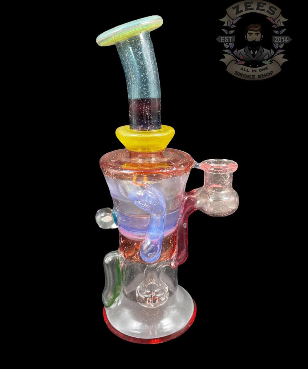 CHUBBY GLASS: MULTICOLOR ENCASED OPAL COLLAB GILL RECYCLER