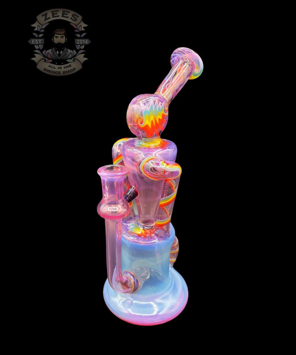 Alternative view of PHANTOM GLASS: GHOST AND KARMALINE RAINBOW WIG WAG DUAL UPTAKE RECYCLER