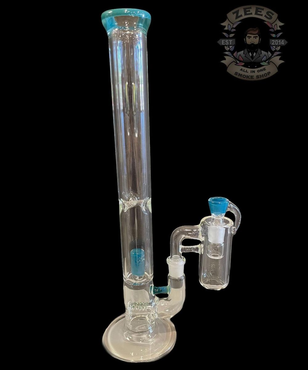 GRASSHOPPA GLASS: 18" OCEAN TEAL STRAIGHT TUBE SET