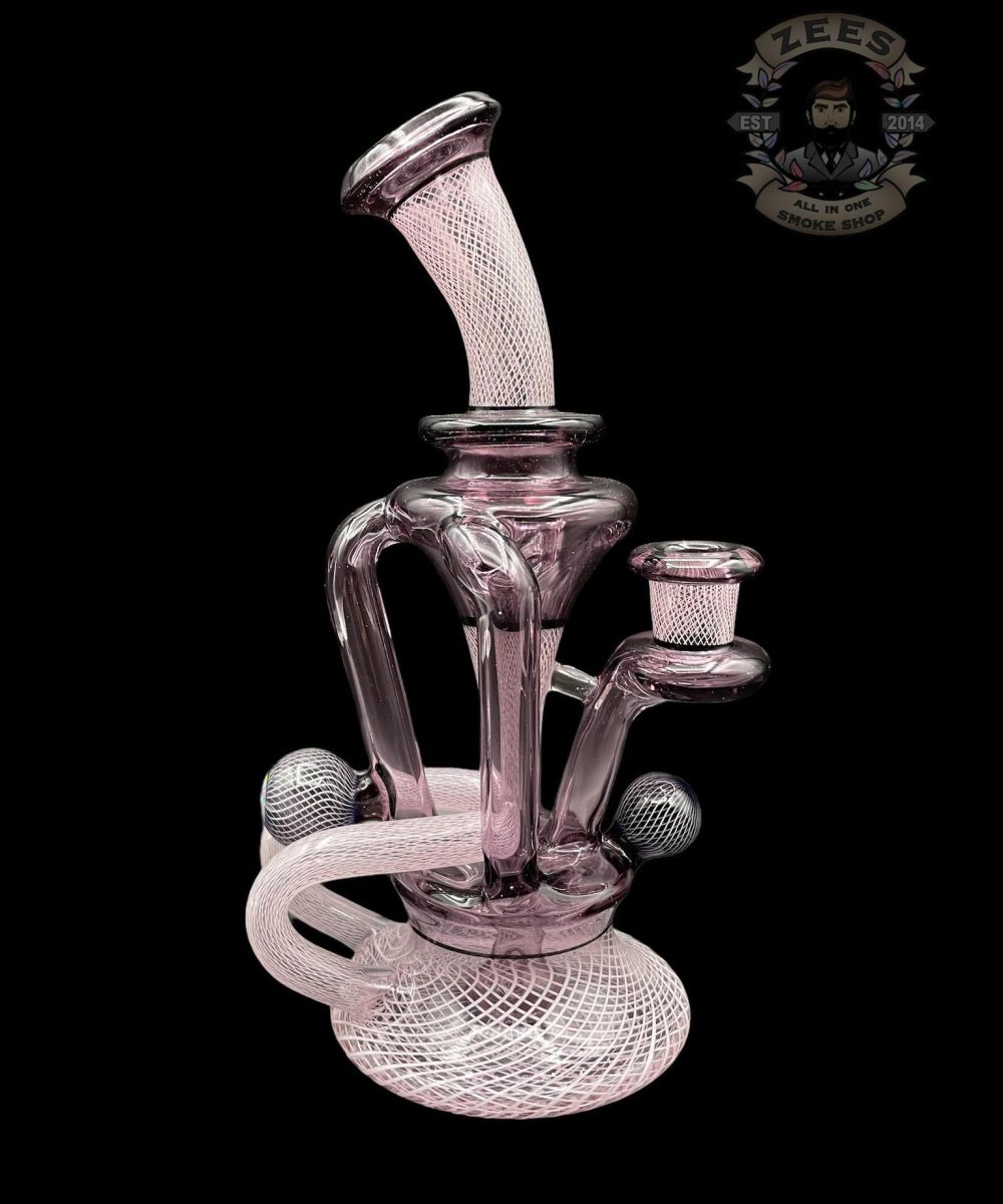 DAVEMAN GLASS: PURPLE LOLLIPOP OPAL COIN 3:2 FLOATER RECYCLER
