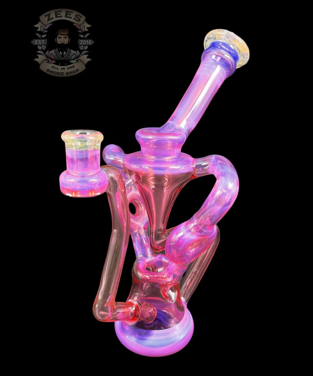 Alternative view of SWEET JUSTICE GLASS: PINK SLYME AND POMEGRANATE SWISS DOUBLE DOUGHNUT RECYCLER