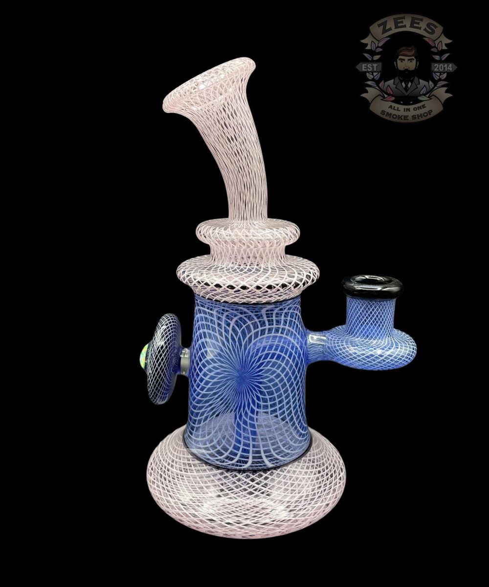 DAVEMAN GLASS: BLUE AND WHITE OPAL COIN JAMMER RIG