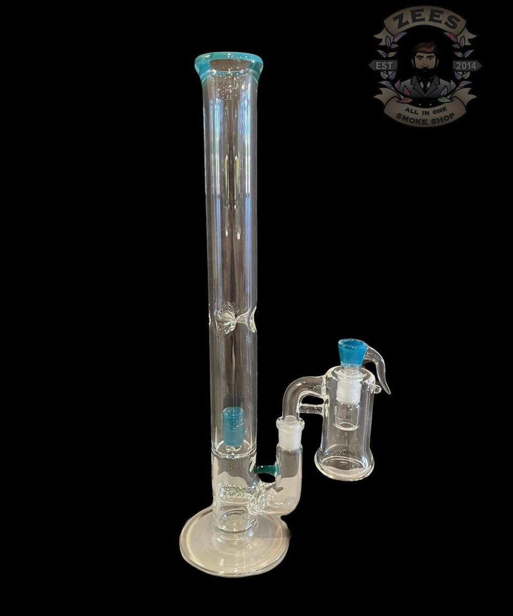 GRASSHOPPA GLASS: 18" OCEAN TEAL STRAIGHT TUBE SET