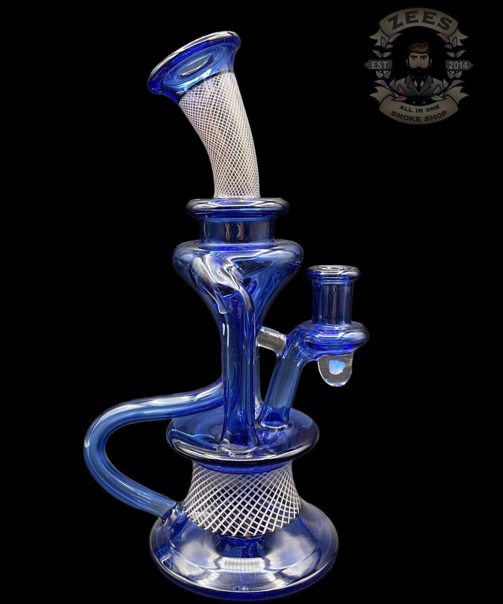 DAVEMAN GLASS: ROYAL BLUE FLOATER DUAL UPTAKE RECYCLER