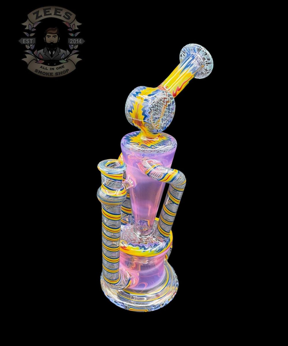 Alternative view of PHANTOM GLASS: PINK SLYME AND RAINBOW WIG WAG DUAL UPTAKE RECYCLER