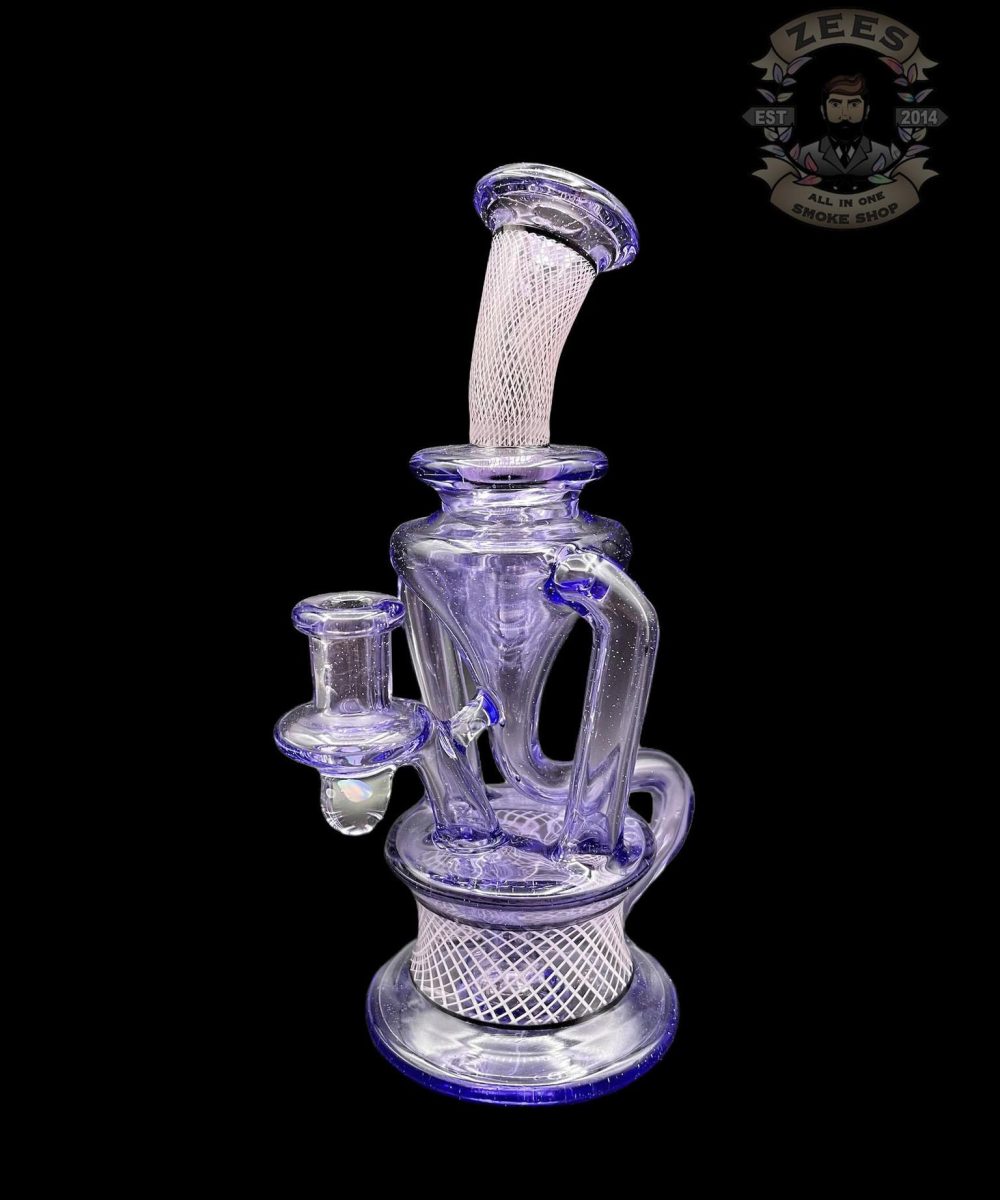 Alternative view of DAVEMAN GLASS: PURPLE SLYME FLOATER DUAL UPTAKE RECYCLER