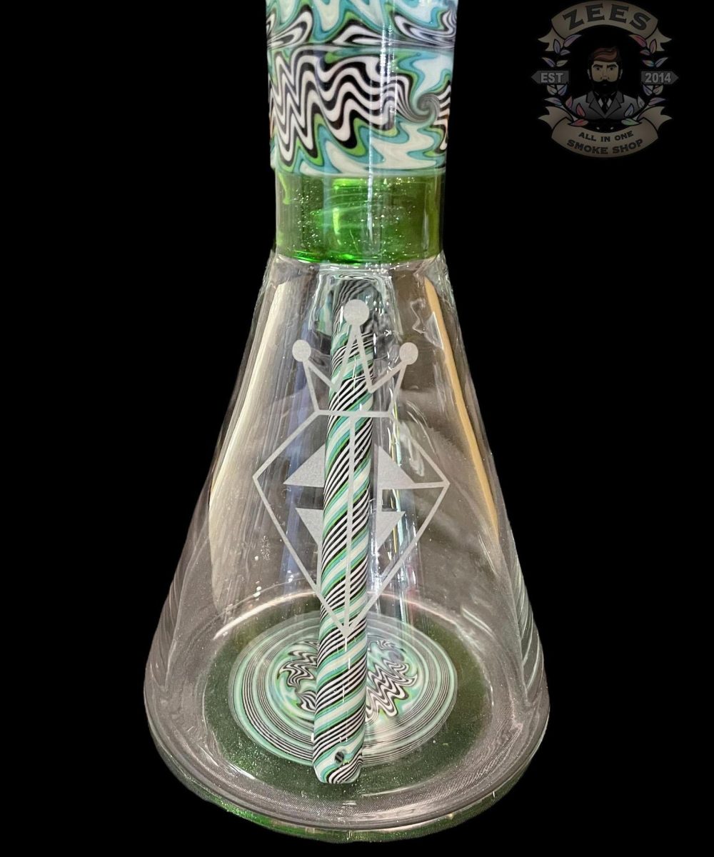 Alternative view of AUGY GLASS: 18" MINT GREEN AND WHITE WIG WAG BEAKER