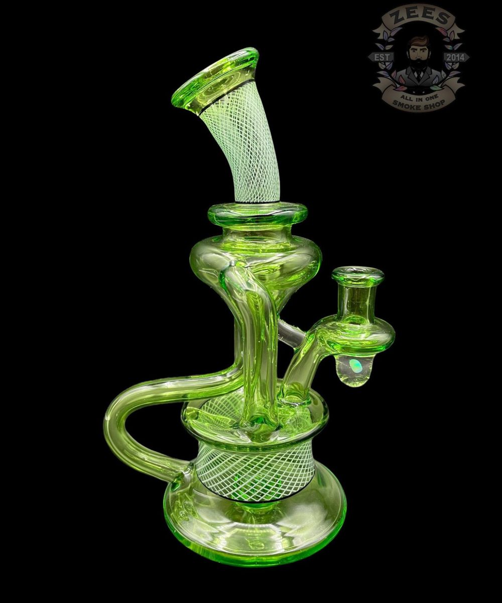 DAVEMAN GLASS: GREEN SLYME #2 FLOATER DUAL UPTAKE RECYCLER