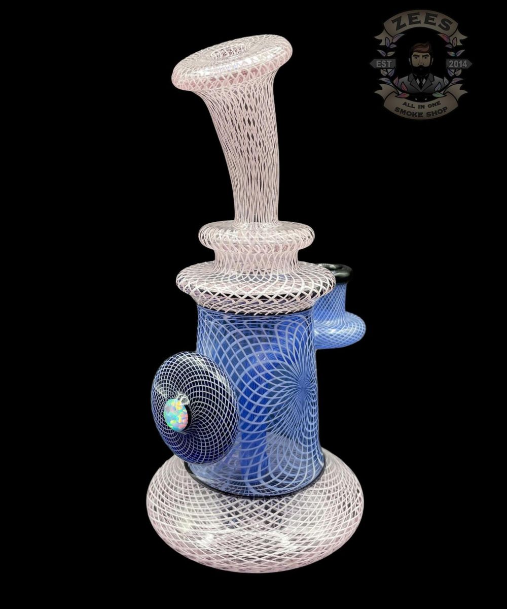 Alternative view of DAVEMAN GLASS: BLUE AND WHITE OPAL COIN JAMMER RIG