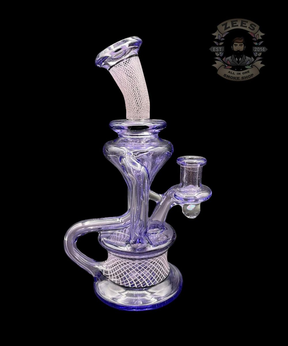 DAVEMAN GLASS: PURPLE SLYME FLOATER DUAL UPTAKE RECYCLER