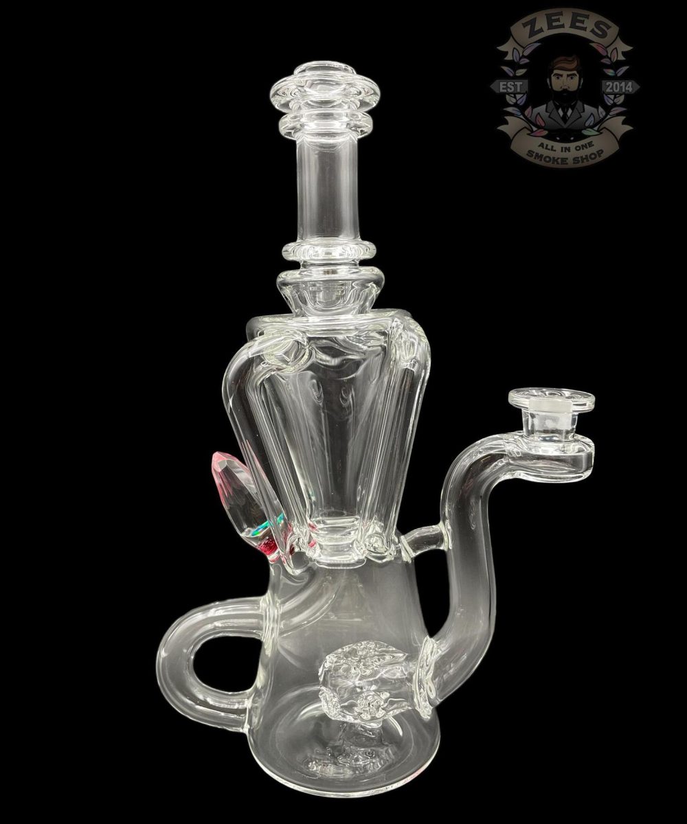 HEART AND MIND GLASS: RUBY FACETED ENCASED OPAL QUAD RECYCLER
