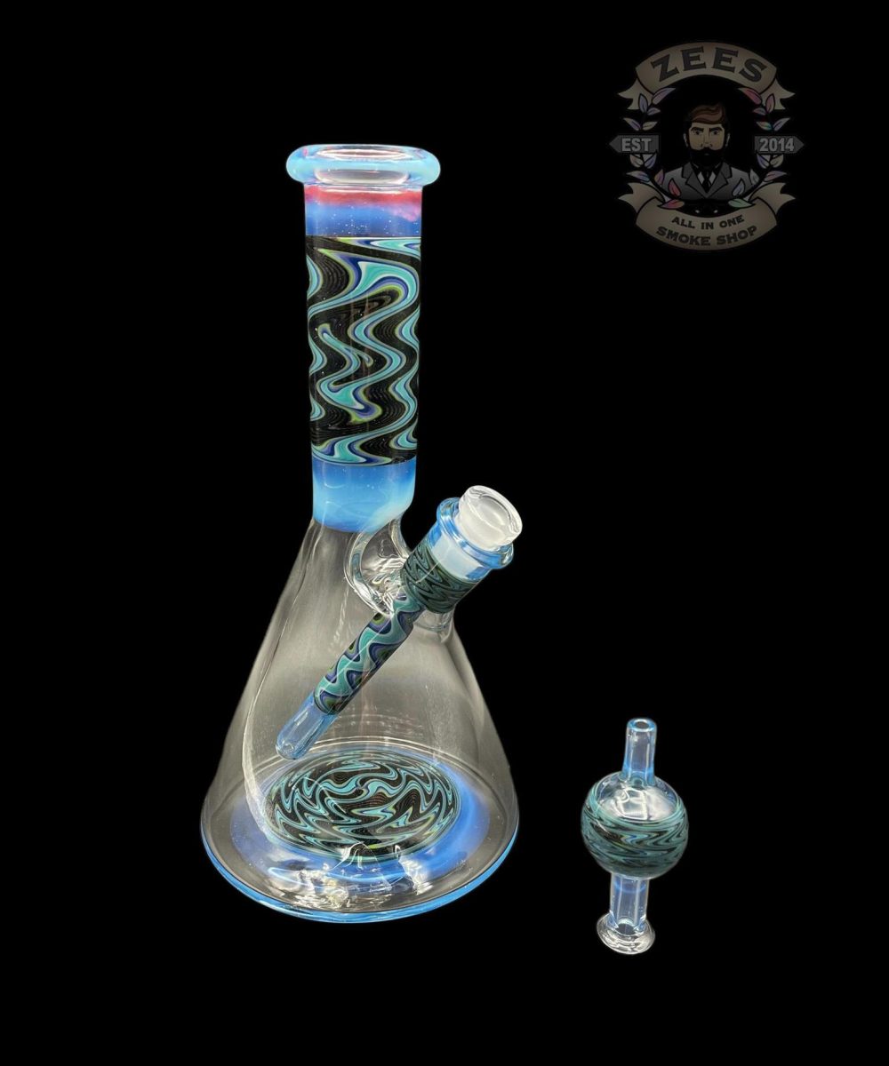 IAN S GLASS: MOONSTONE TEAL WIG WAG PULL TUBE #1