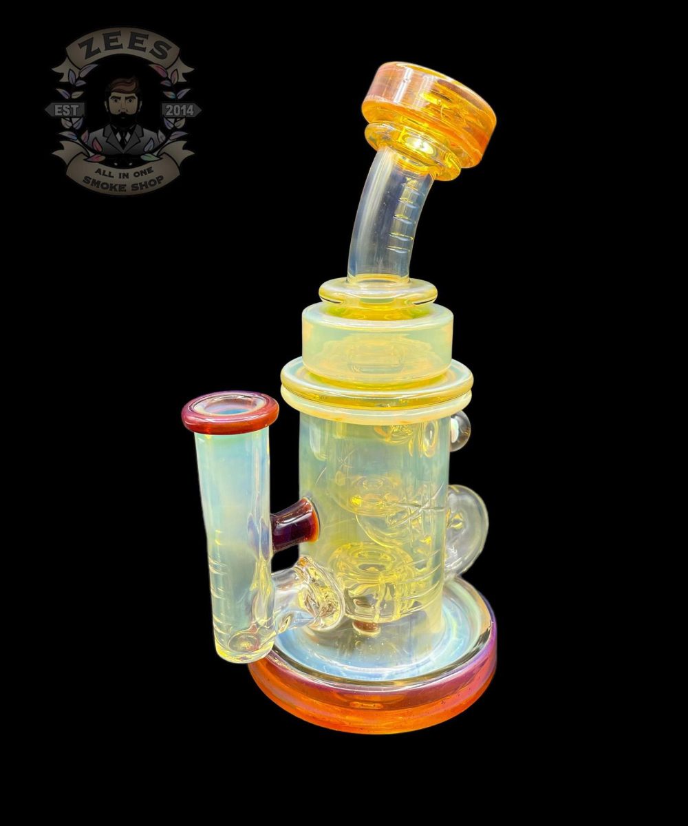 Alternative view of BRONX GLASS: RED AMBER SILVER FUMED ENCASED OPAL INCYCLER