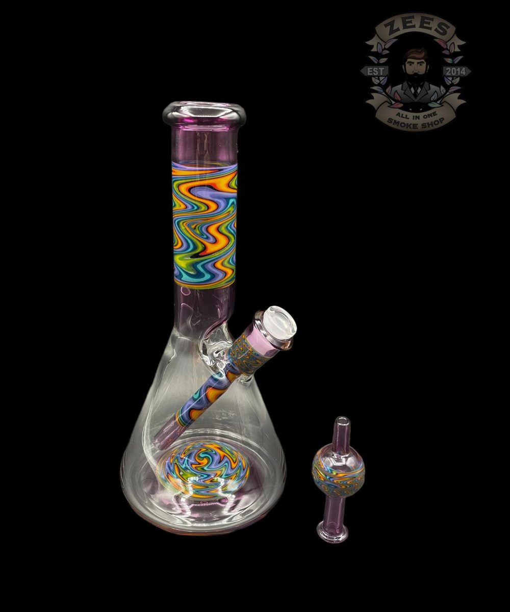 IAN S GLASS: PURPLE RAINBOW WIG WAG PULL TUBE #4