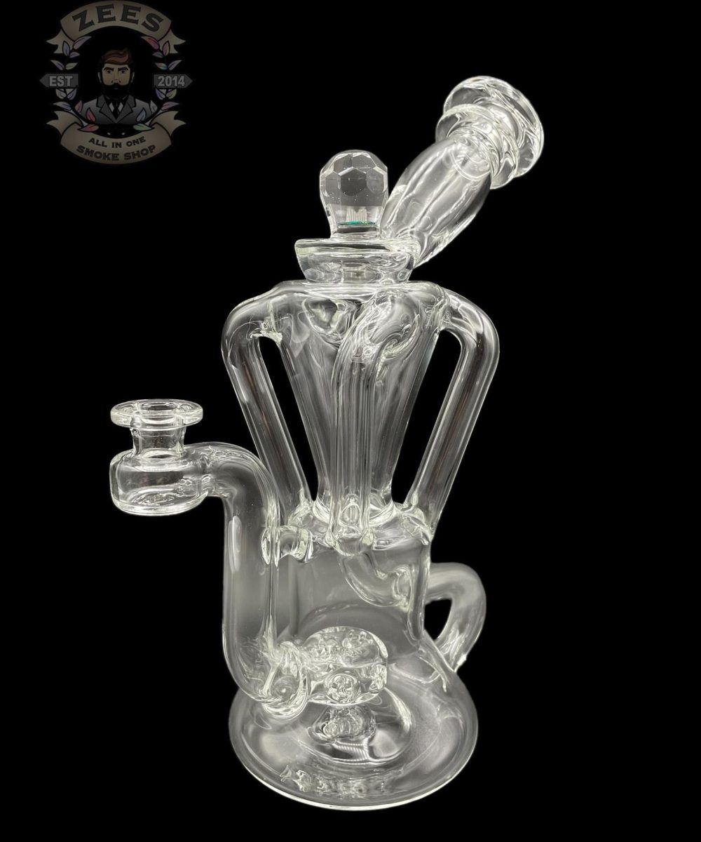 Alternative view of HEART AND MIND GLASS: CLEAR FLOATING FACETED ENCASED OPAL QUAD RECYCLER