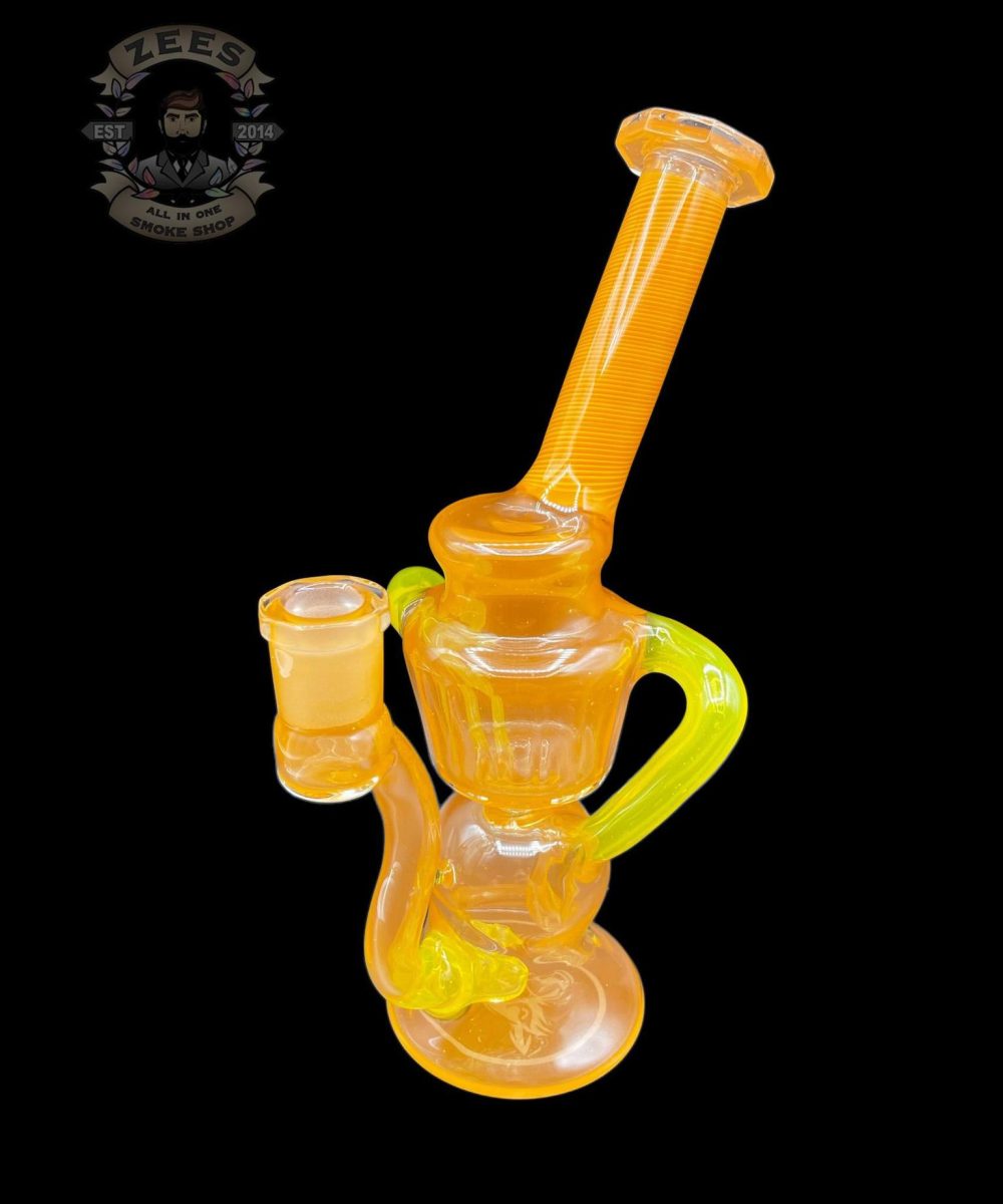 Alternative view of WOLFE GLASS: FACETED TANGY x LEMON DROP SPIRAL DUAL UPTAKE RECYCLER