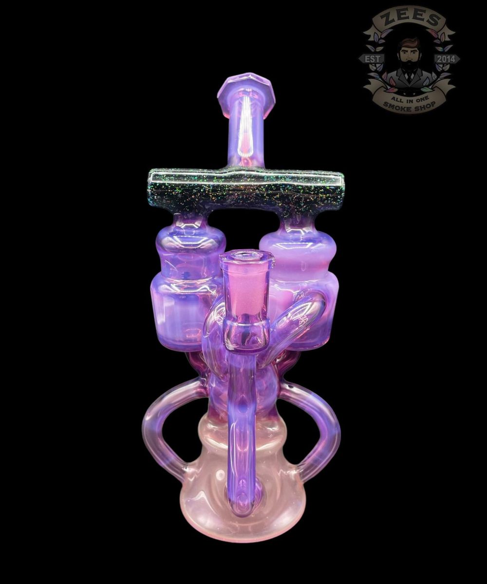 Alternative view of WOLFE GLASS: FACETED ROYAL JELLY x CRUSHED BLACK OPAL DOUBLE CAN SLAPPER RECYCLER