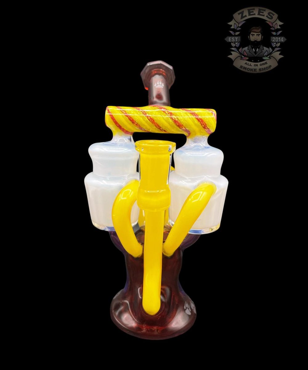 Alternative view of WOLFE GLASS: FACETED POMEGRANATE x LEMON DROP x MOONSTONE DOUBLE CAN RECYCLER