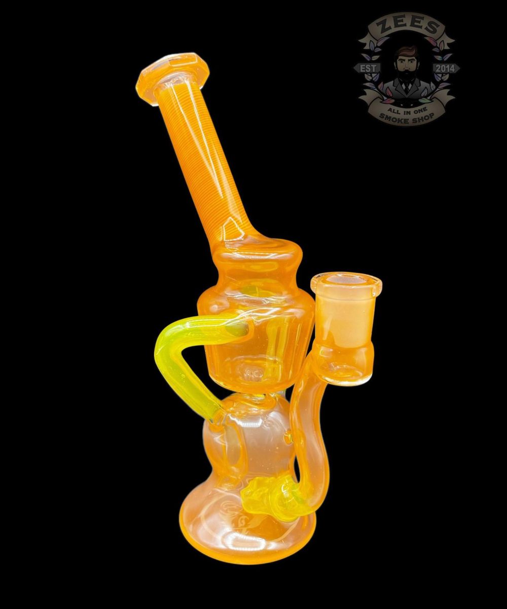 WOLFE GLASS: FACETED TANGY x LEMON DROP SPIRAL DUAL UPTAKE RECYCLER