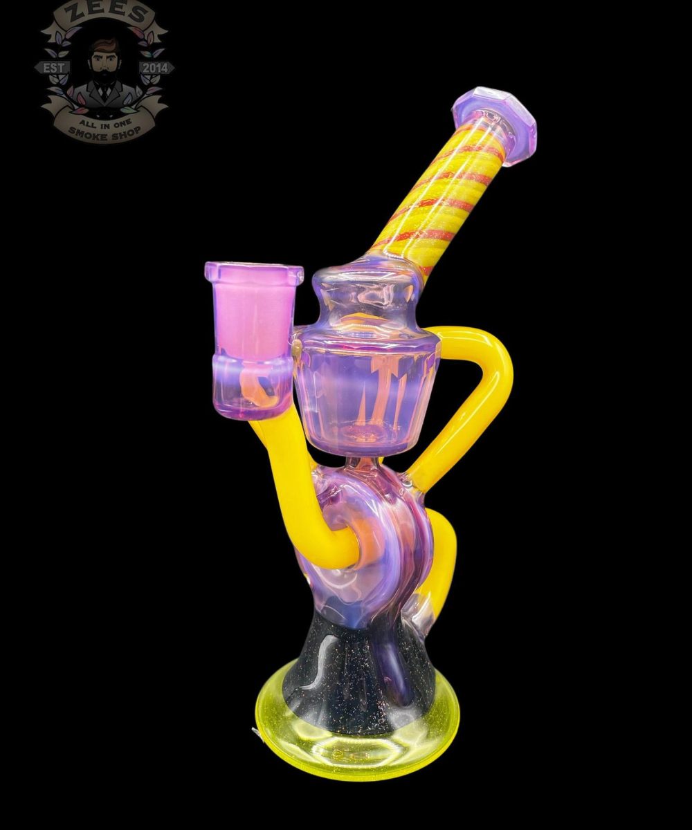 Alternative view of WOLFE GLASS: FACETED MULTICOLOR DICHRO TRIPLE UPTAKE DONUT RECYCLER