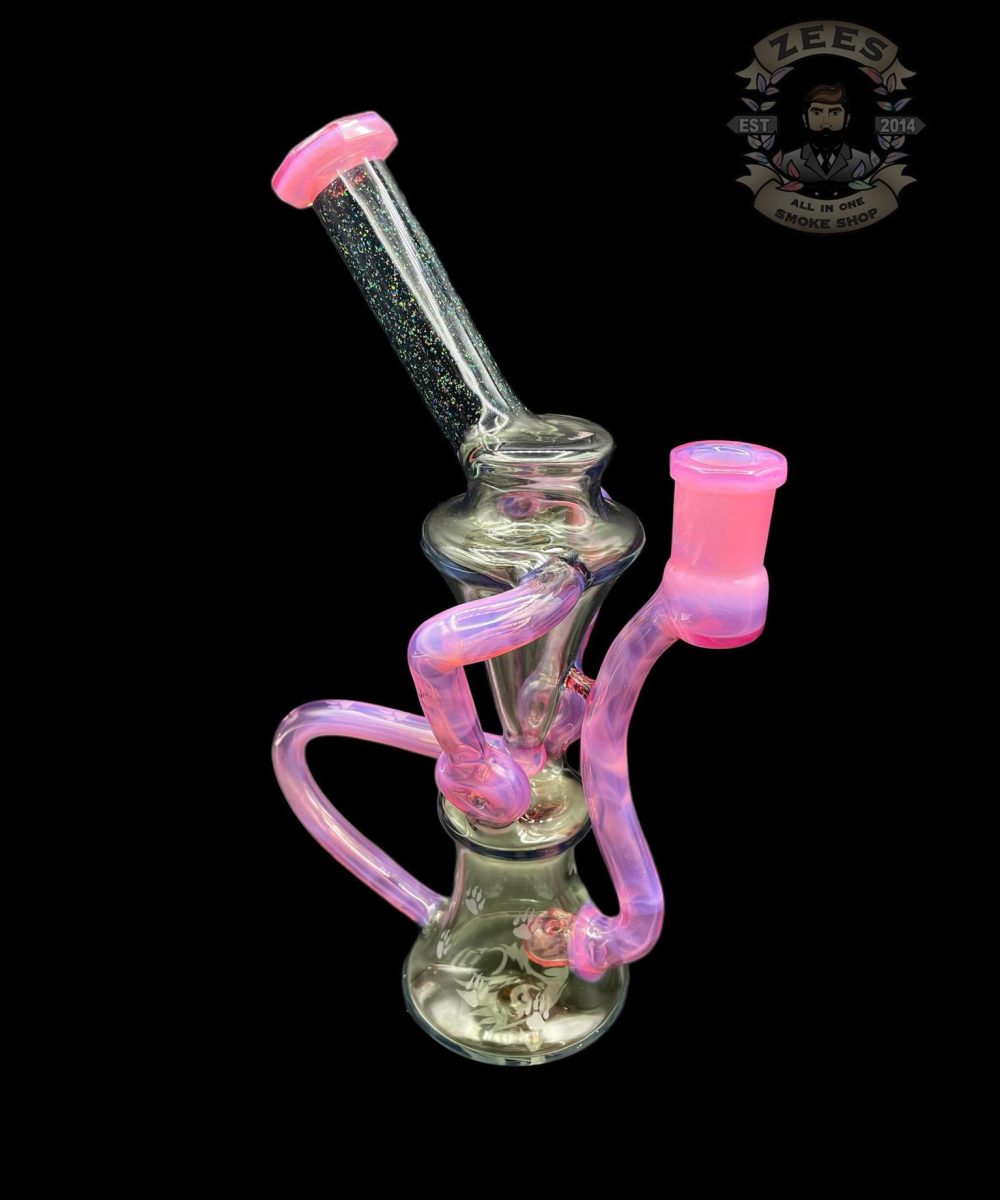 WOLFE GLASS: FACETED ROYAL JELLY x CRUSHED BLACK OPAL DOUBLE DOUNT FLOATER RECYCLER