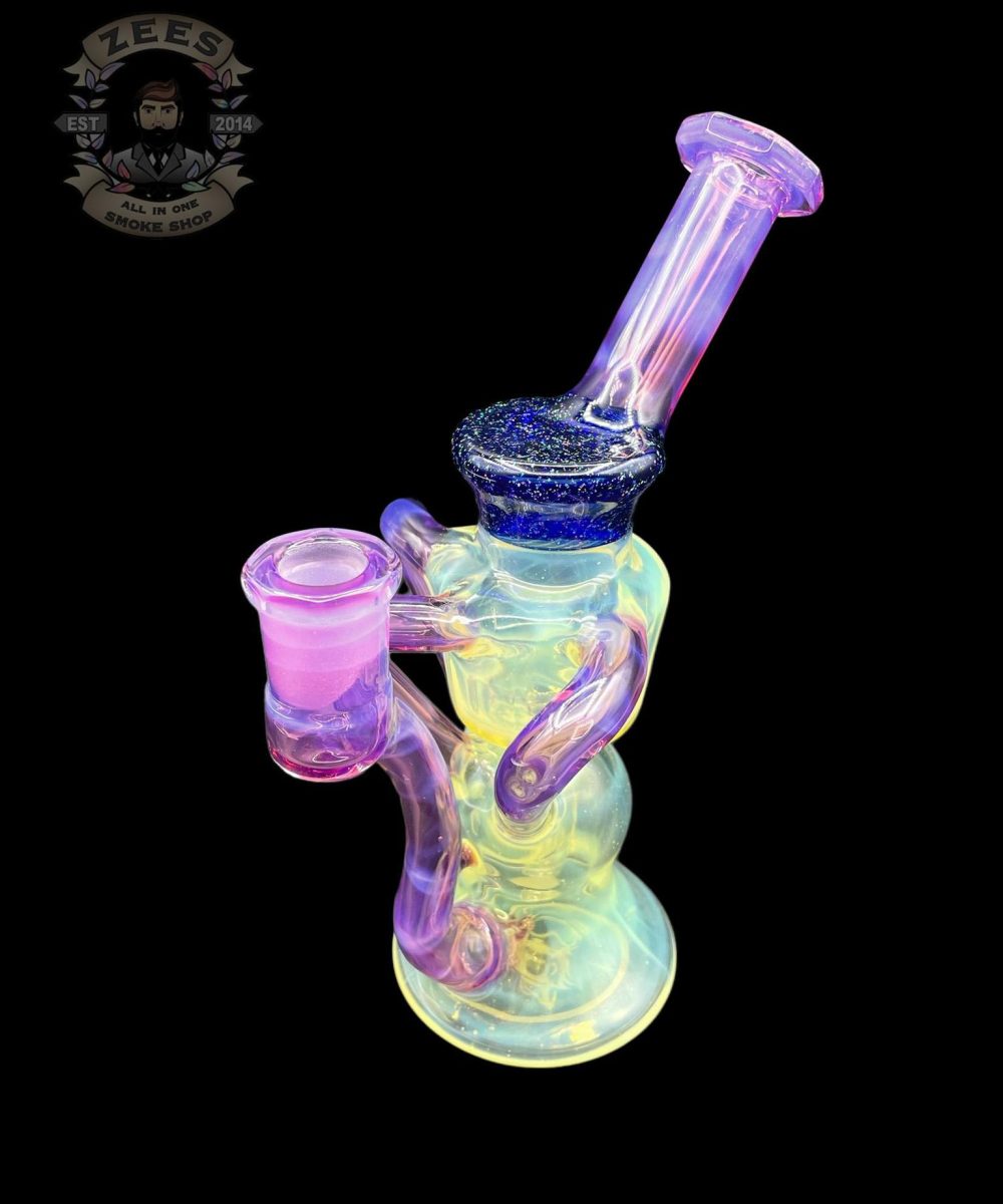 Alternative view of WOLFE GLASS: FACETED SILVER FUMED x ROYAL JELLY BLUE DICHRO TRIPLE UPTAKE RECYCLER