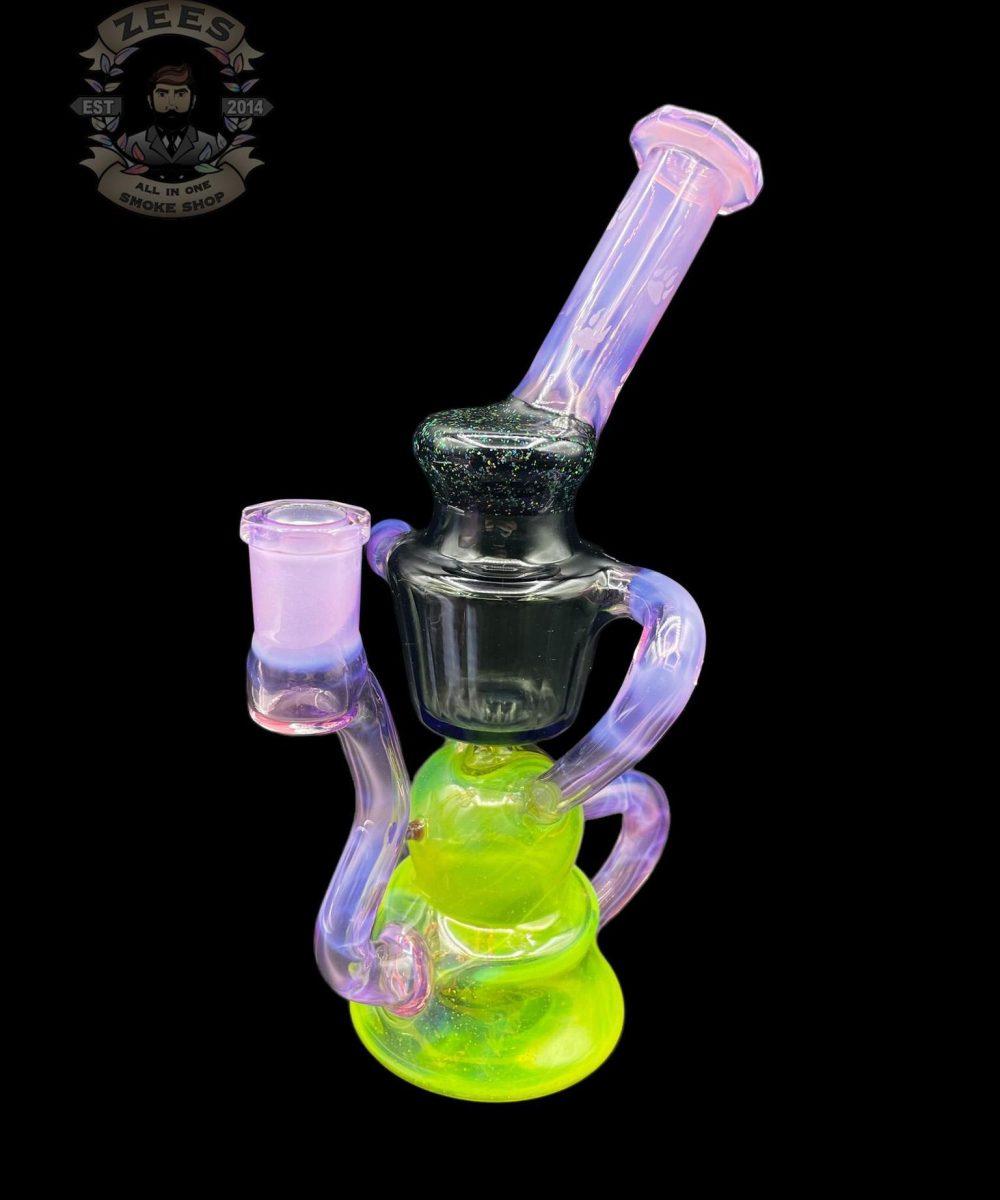 Alternative view of WOLFE GLASS: FACETED SLYME x PINK SLYME CRUSHED OPAL DUAL UPTAKE RECYCLER