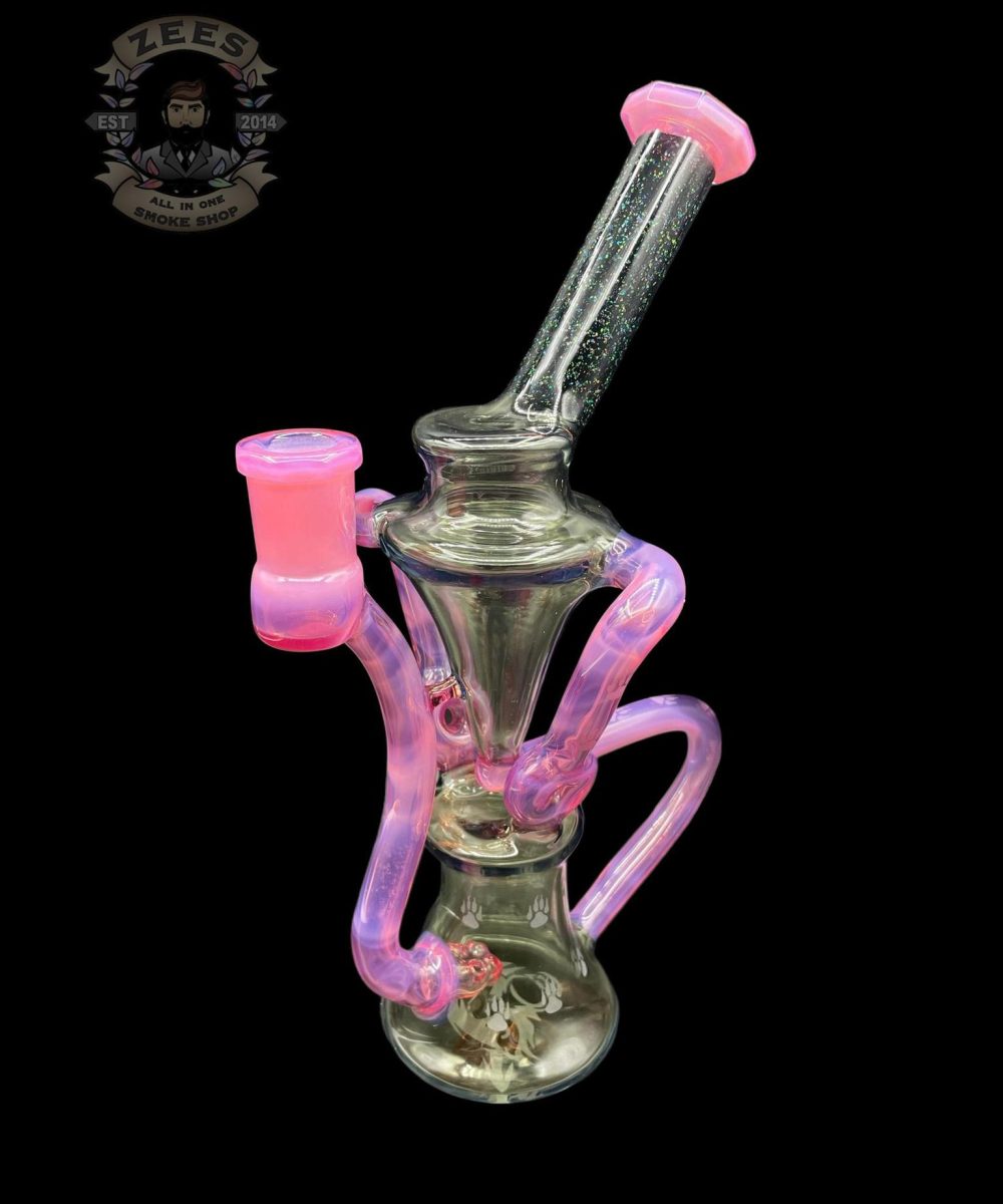 Alternative view of WOLFE GLASS: FACETED ROYAL JELLY x CRUSHED BLACK OPAL DOUBLE DOUNT FLOATER RECYCLER