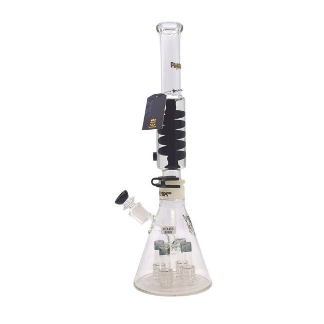 PHOENIX GLASS: 18" GLYCERIN FREEZABLE FOUR COIL BEAKER