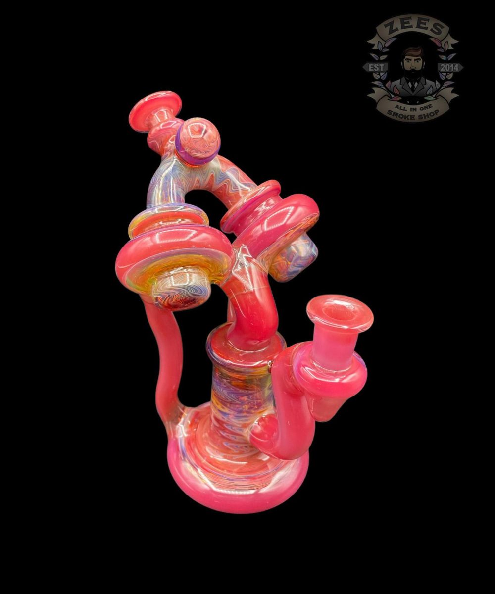 ET GLASS: CHERRY MULTICOLOR WIG WAG DUAL UPTAKE RECYCLER