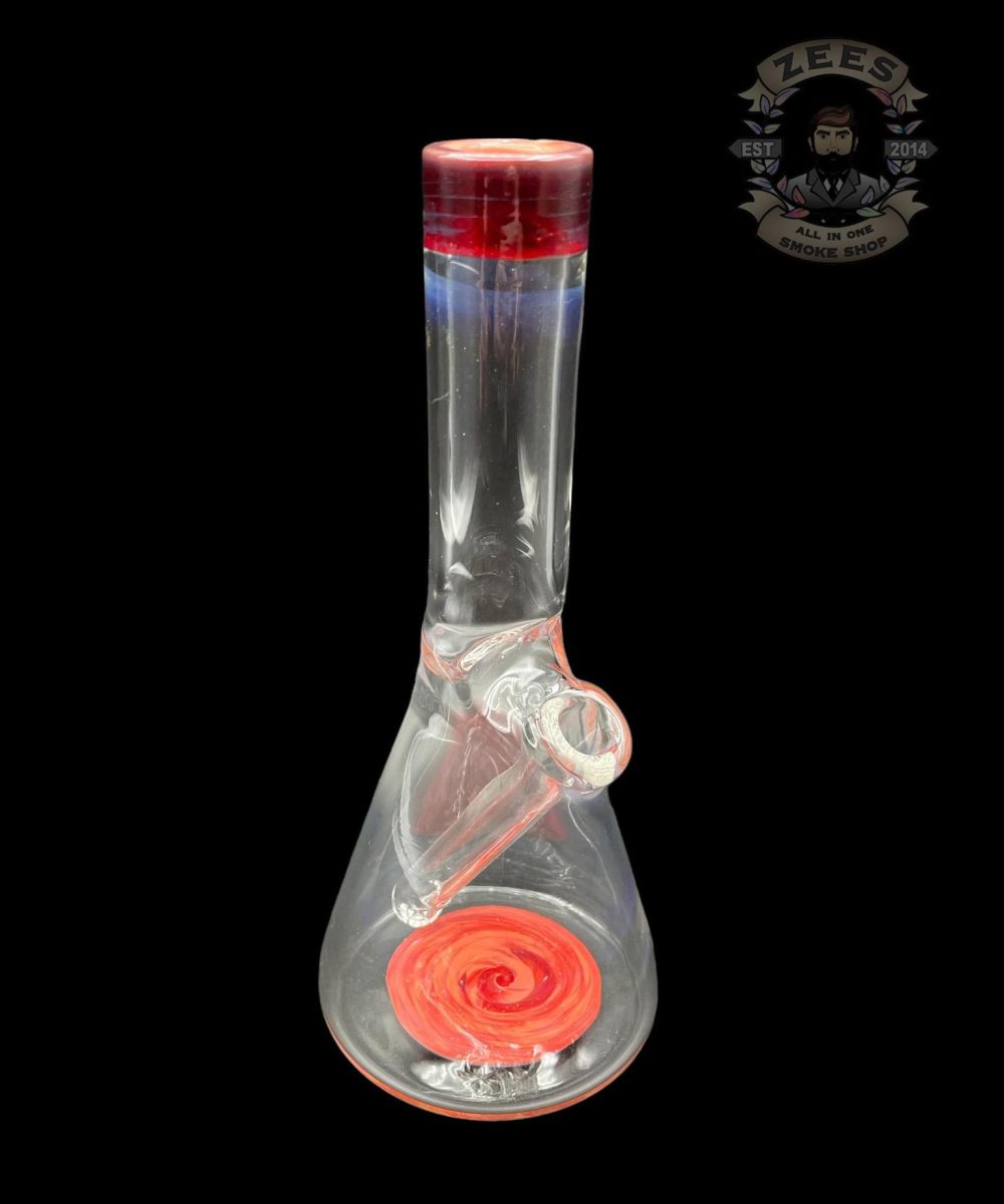 NES GLASS: 7" RED POMEGRANATE REVERSAL PULL TUBE #13