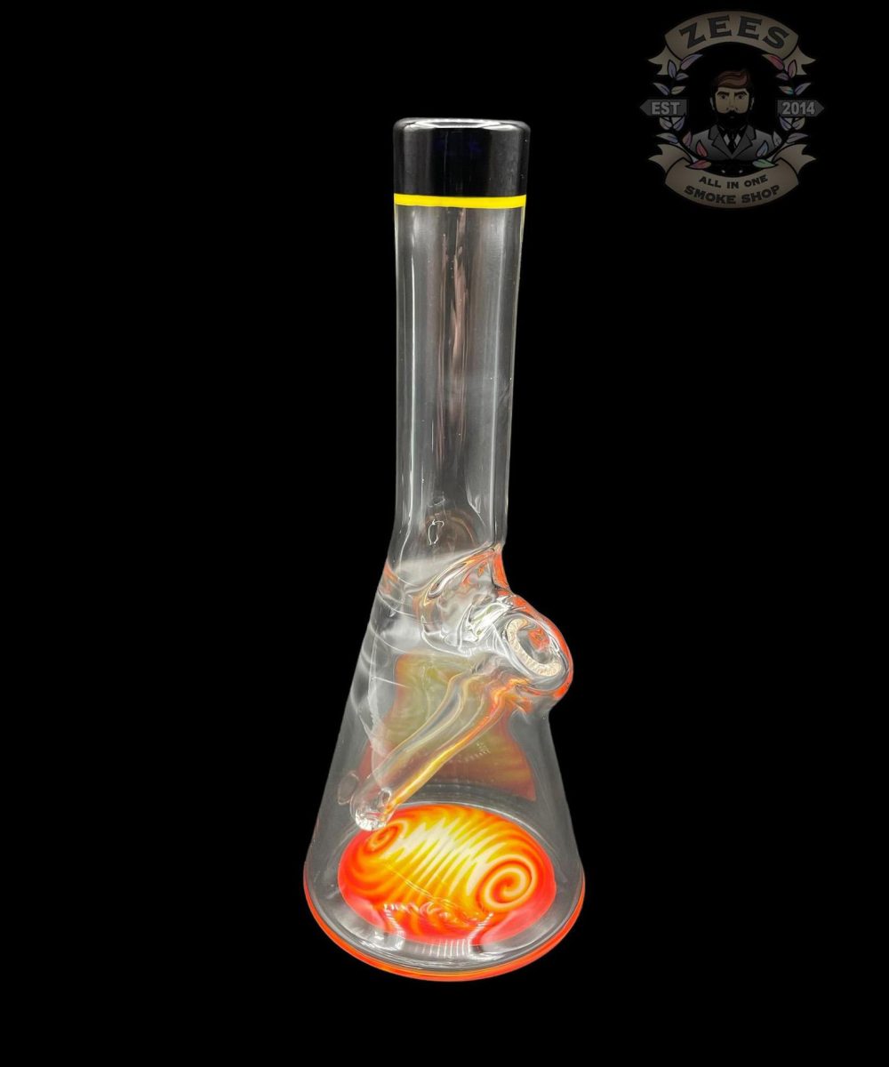 NES GLASS: 7" ORANGE AND YELLOW WIG WAG PULL TUBE #8